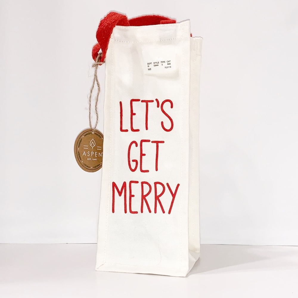 3/$12 Wine Canvas Bag ‘LET’S GET MERRY’ NWT